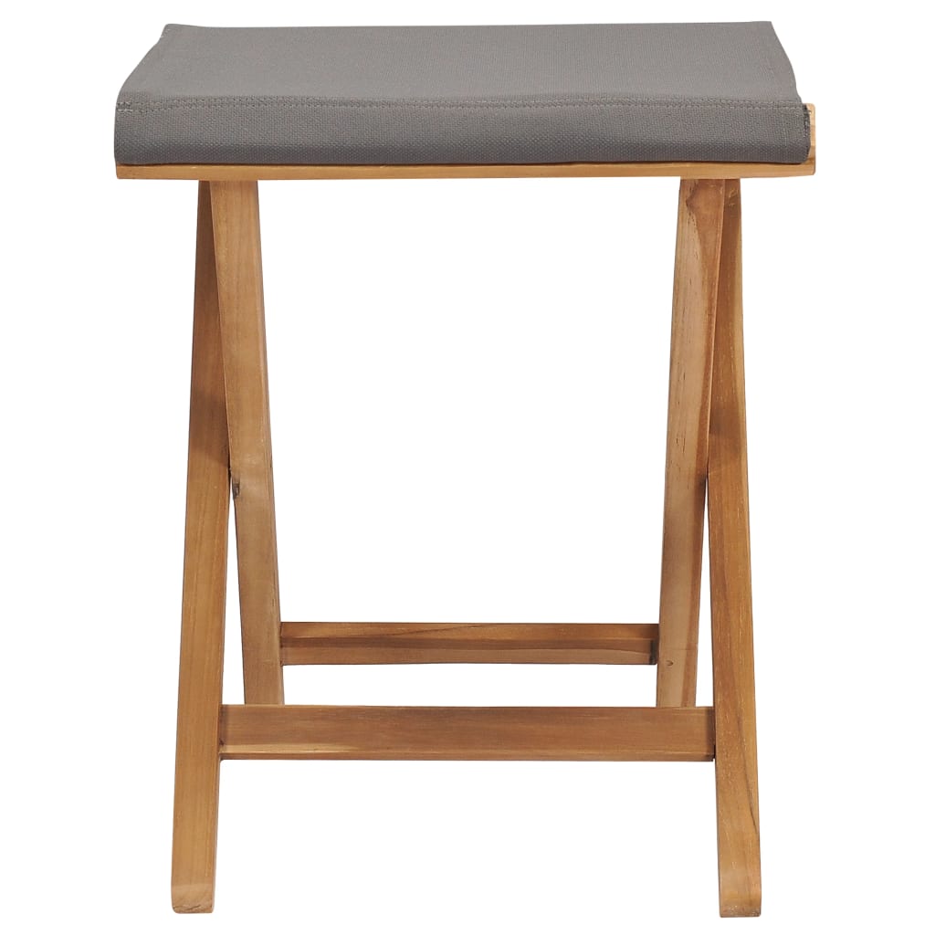 Folding Chairs 2 Pcs Solid Teak Wood And Fabric