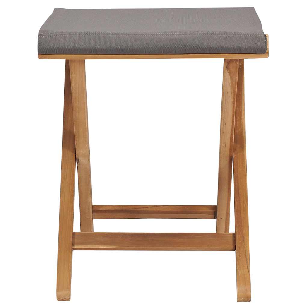 Outdoor Chair Set of 2 Folding Garden Chairs Solid Teak Wood Fabric Patio Seats