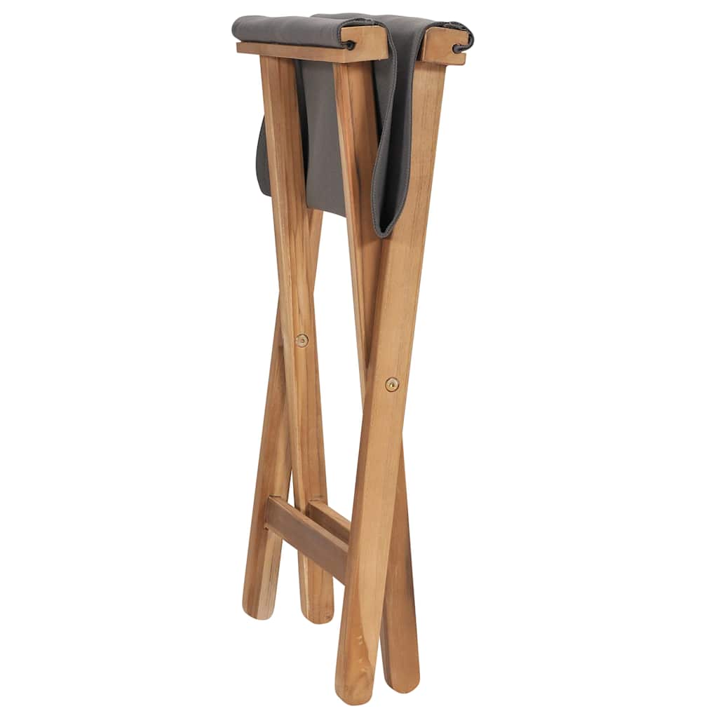 Outdoor Chair Set of 2 Folding Garden Chairs Solid Teak Wood Fabric Patio Seats