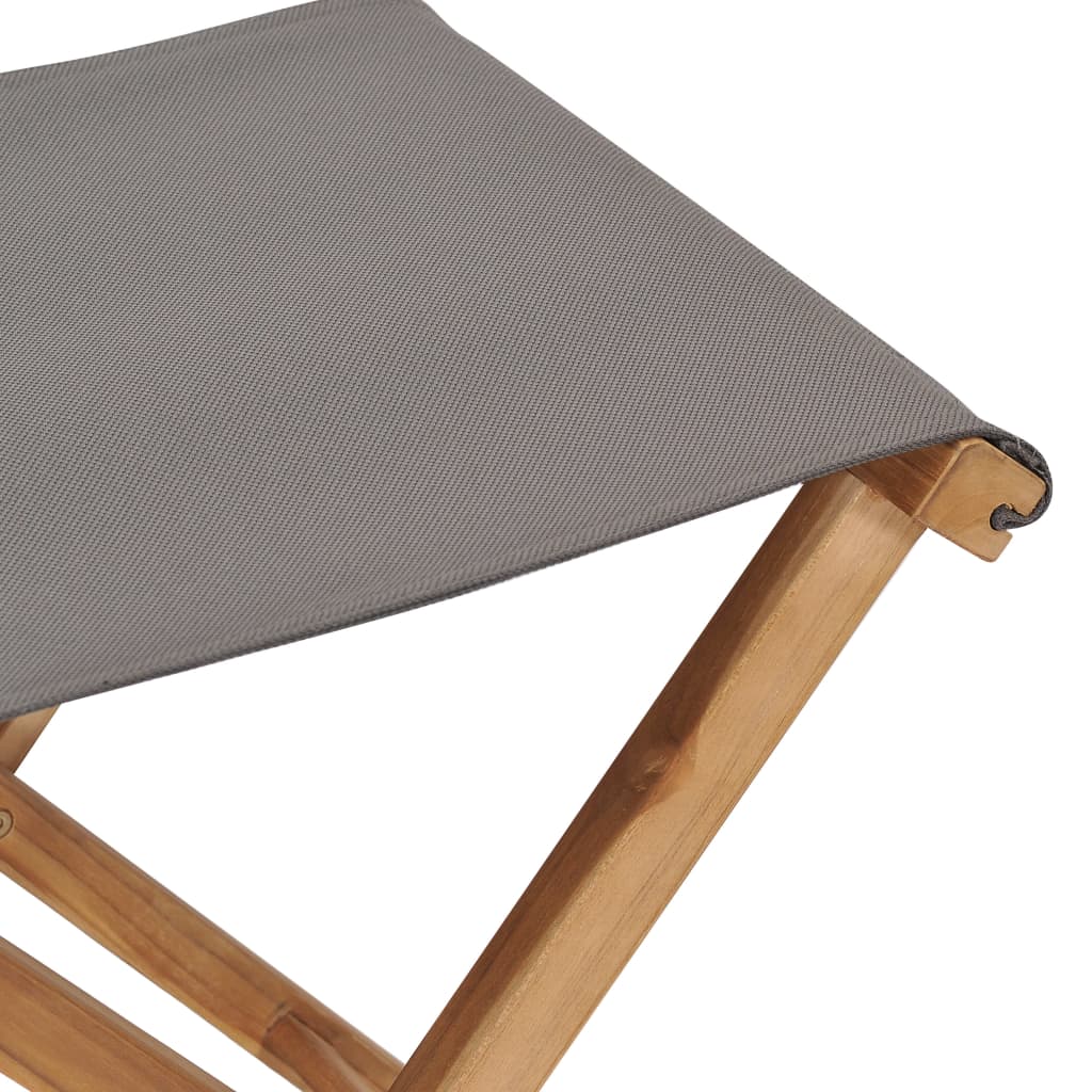 Folding Chairs 2 Pcs Solid Teak Wood And Fabric