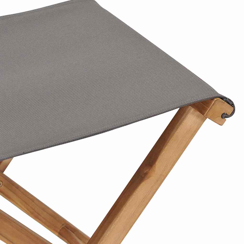 Outdoor Chair Set of 2 Folding Garden Chairs Solid Teak Wood Fabric Patio Seats
