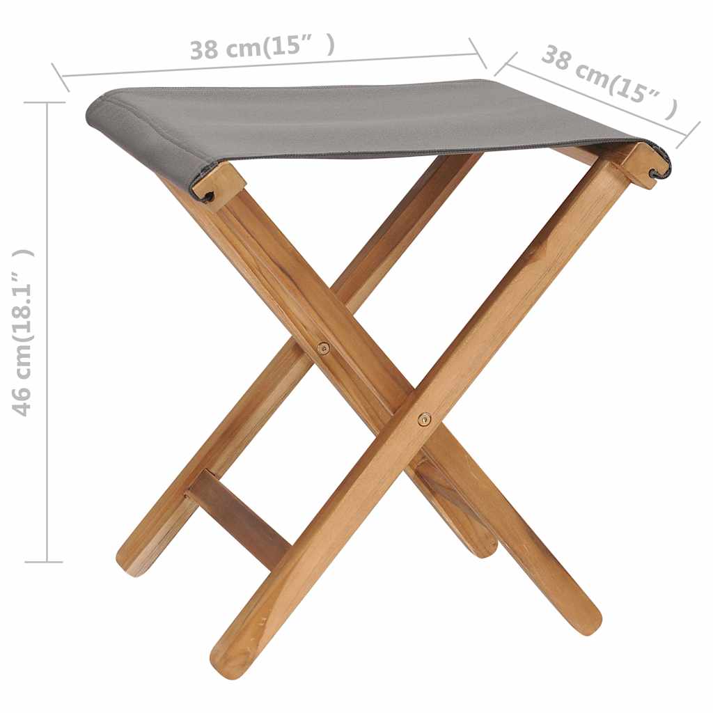 Outdoor Chair Set of 2 Folding Garden Chairs Solid Teak Wood Fabric Patio Seats