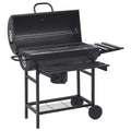 Outdoor Grills Charcoal BBQ Grill Smoker Barrel Barbecue Side Shelf Black Steel