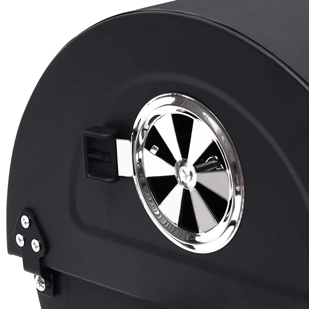Outdoor Grills Charcoal BBQ Grill Smoker Barrel Barbecue Side Shelf Black Steel