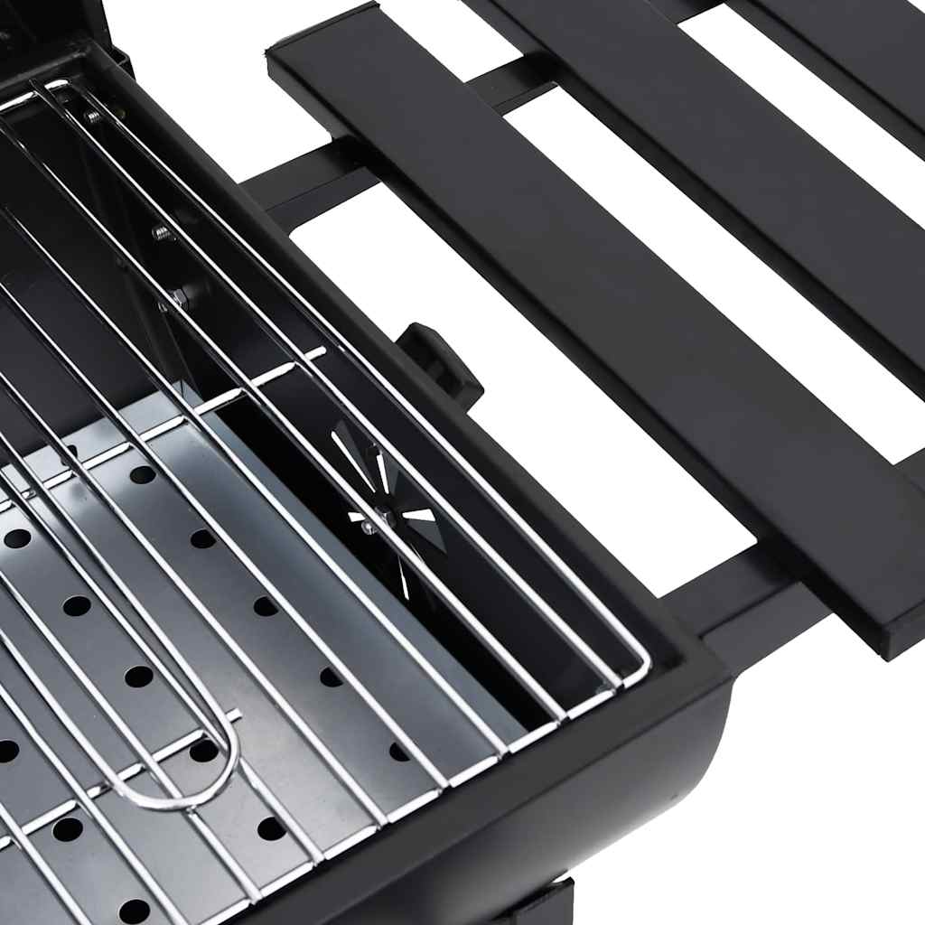 Outdoor Grills Charcoal BBQ Grill Smoker Barrel Barbecue Side Shelf Black Steel