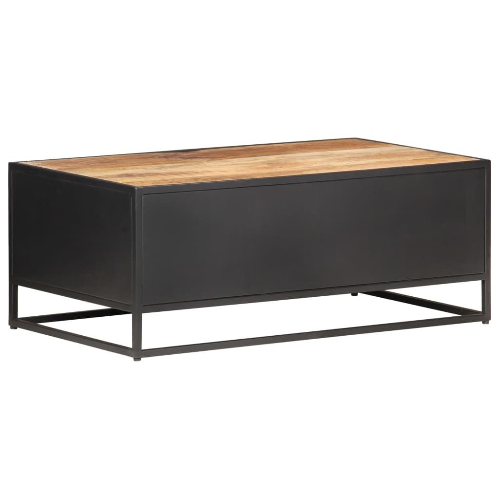 Coffee Table 90X50X35 Cm Rough Mango Wood And Natural Cane
