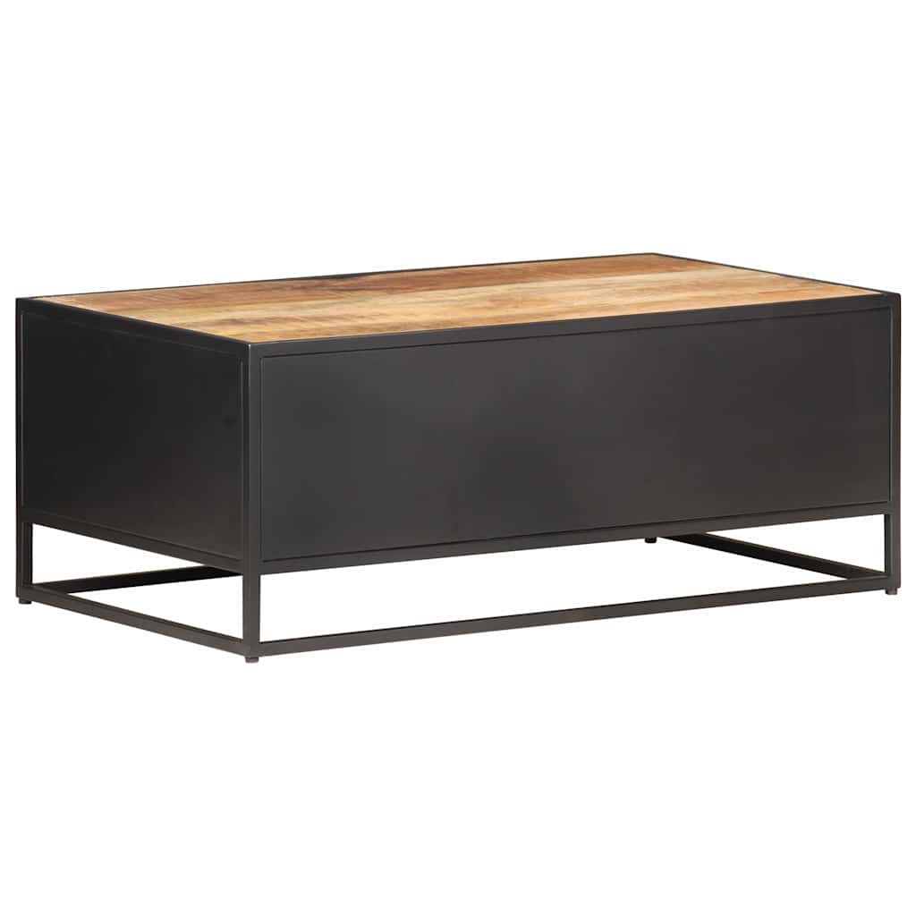 Coffee Table 90X50X35 Cm Rough Mango Wood Natural Cane 90 cm