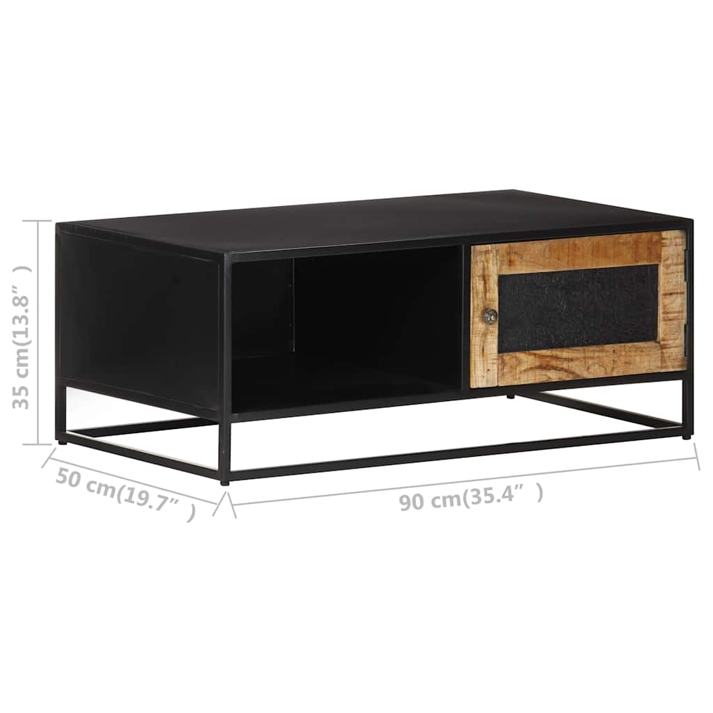 Coffee Table Rough Mango Wood Rustic Industrial Living Room Furniture 90cm MDF 9
