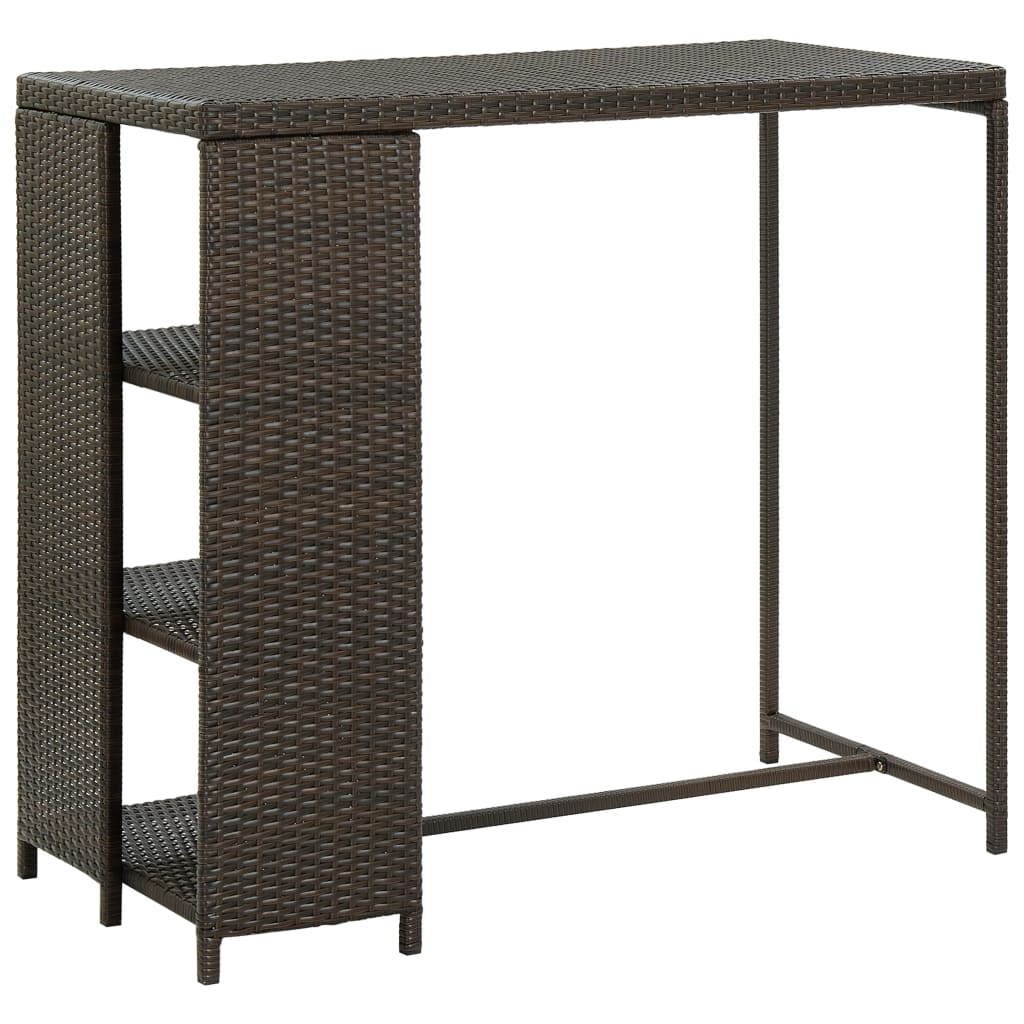 Bar Table With Storage Rack Grey 120X60X110 Cm Poly Rattan