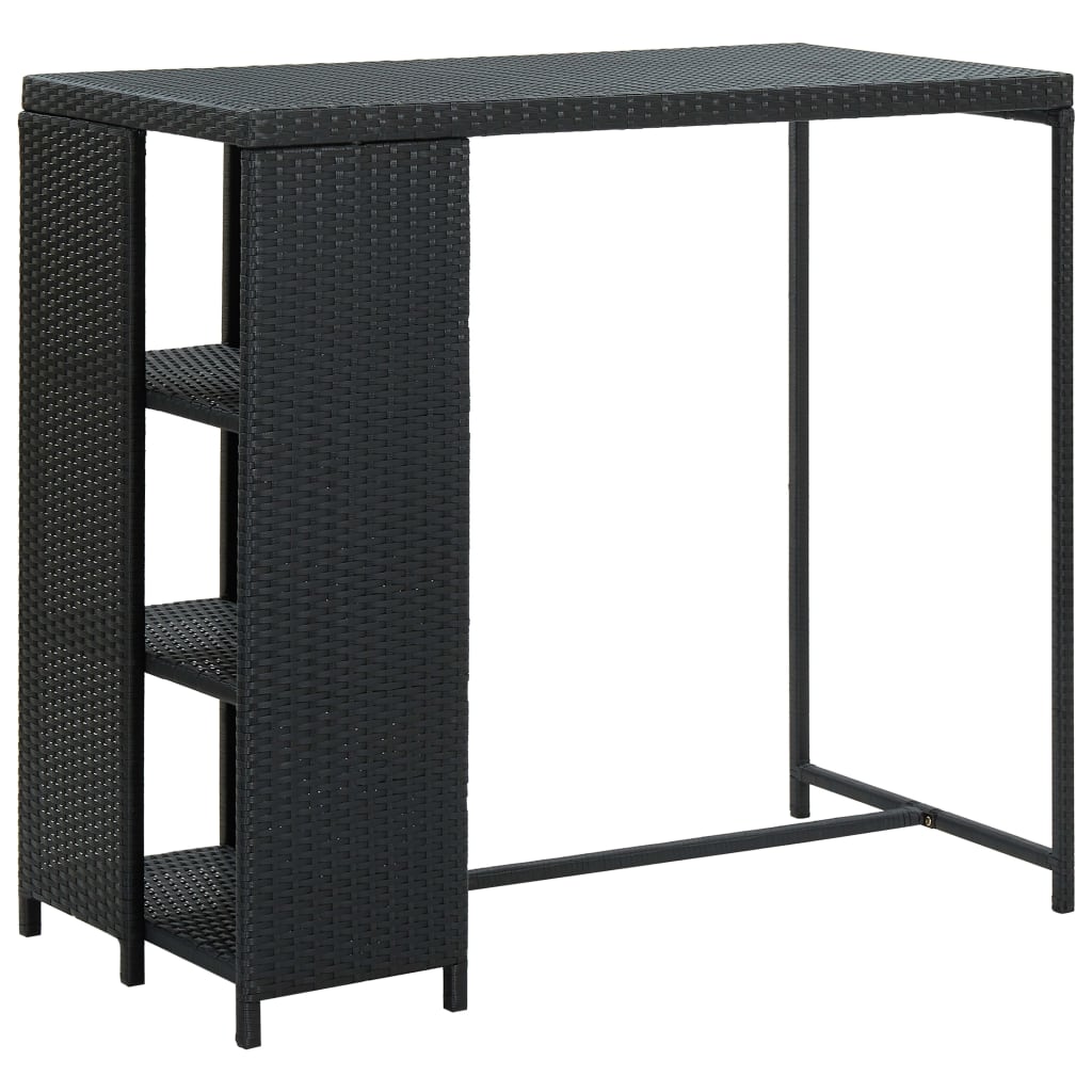 Bar Table With Storage Rack Grey 120X60X110 Cm Poly Rattan