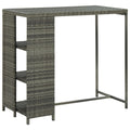 Bar Table With Storage Rack Grey 120X60X110 Cm Poly Rattan