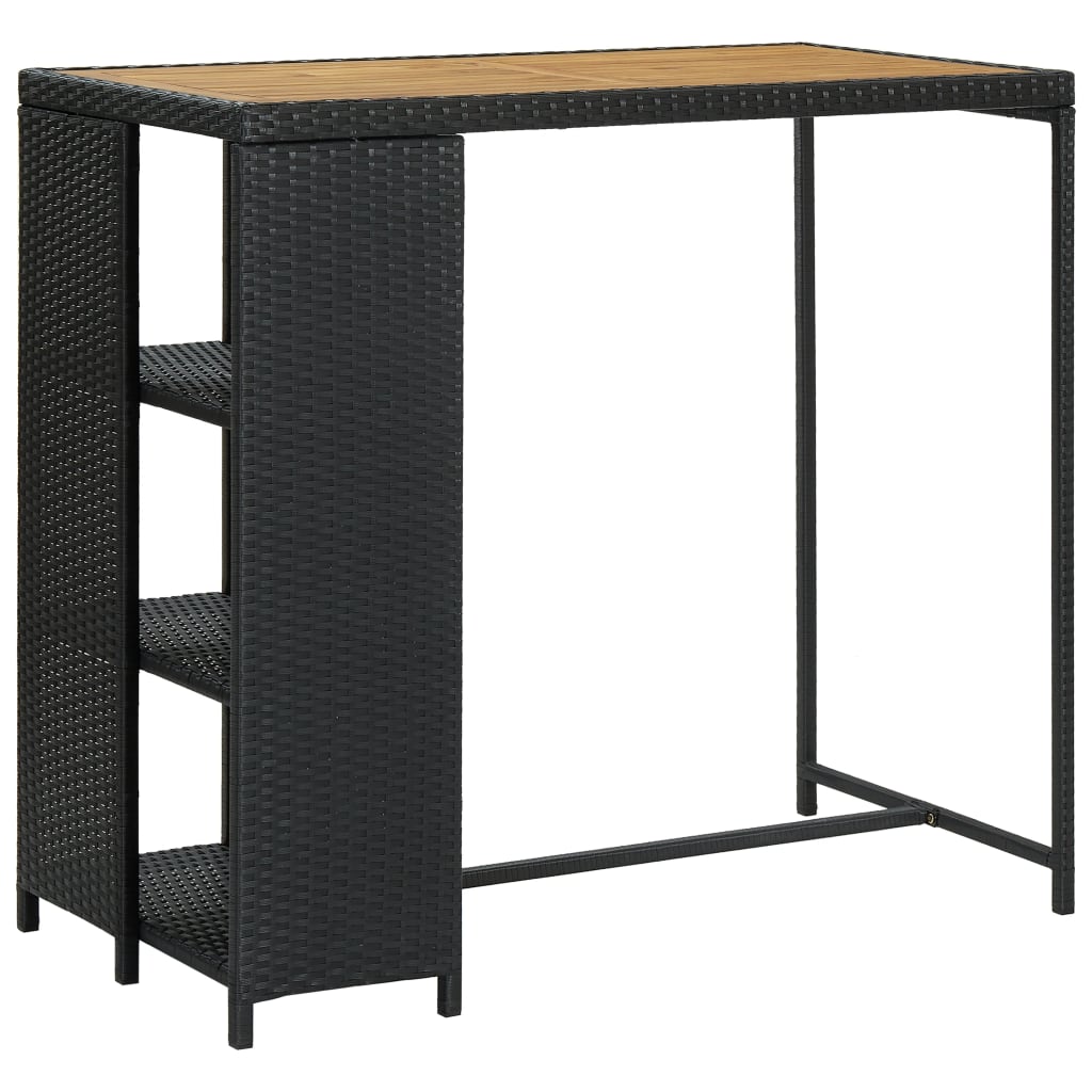 Bar Table With Storage Rack Grey 120X60X110 Cm Poly Rattan