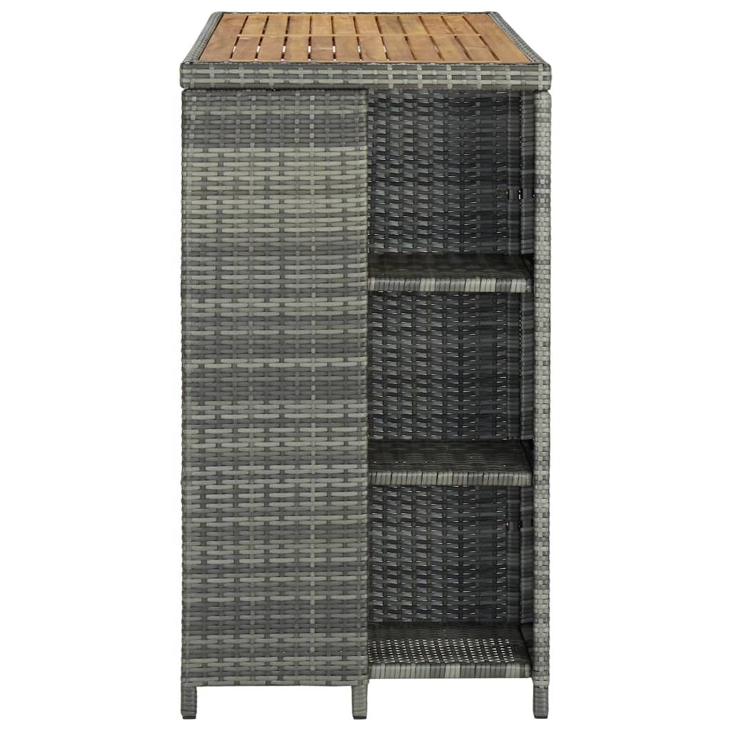 Bar Table With Storage Rack Grey 120X60X110 Cm Poly Rattan