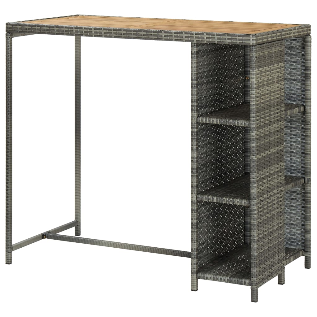 Bar Table With Storage Rack Grey 120X60X110 Cm Poly Rattan