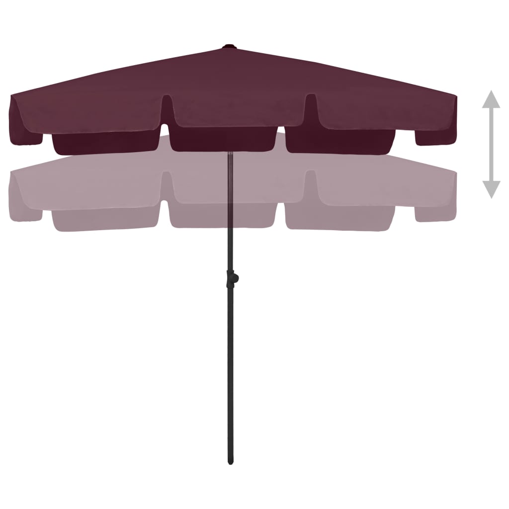 Beach Parasol Bordeaux Red 200X125 Cm