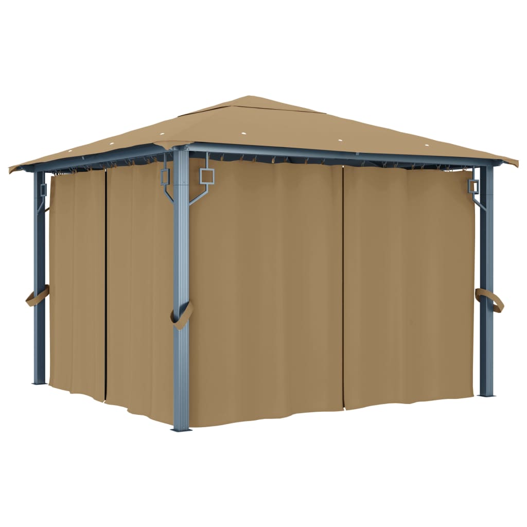 Gazebo With Curtain Aluminium