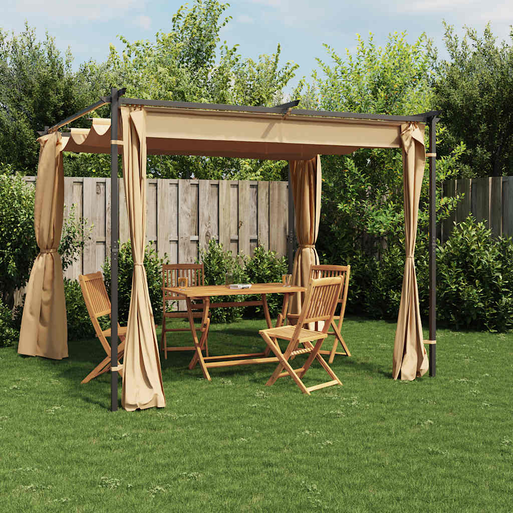 Gazebo With Curtains Steel