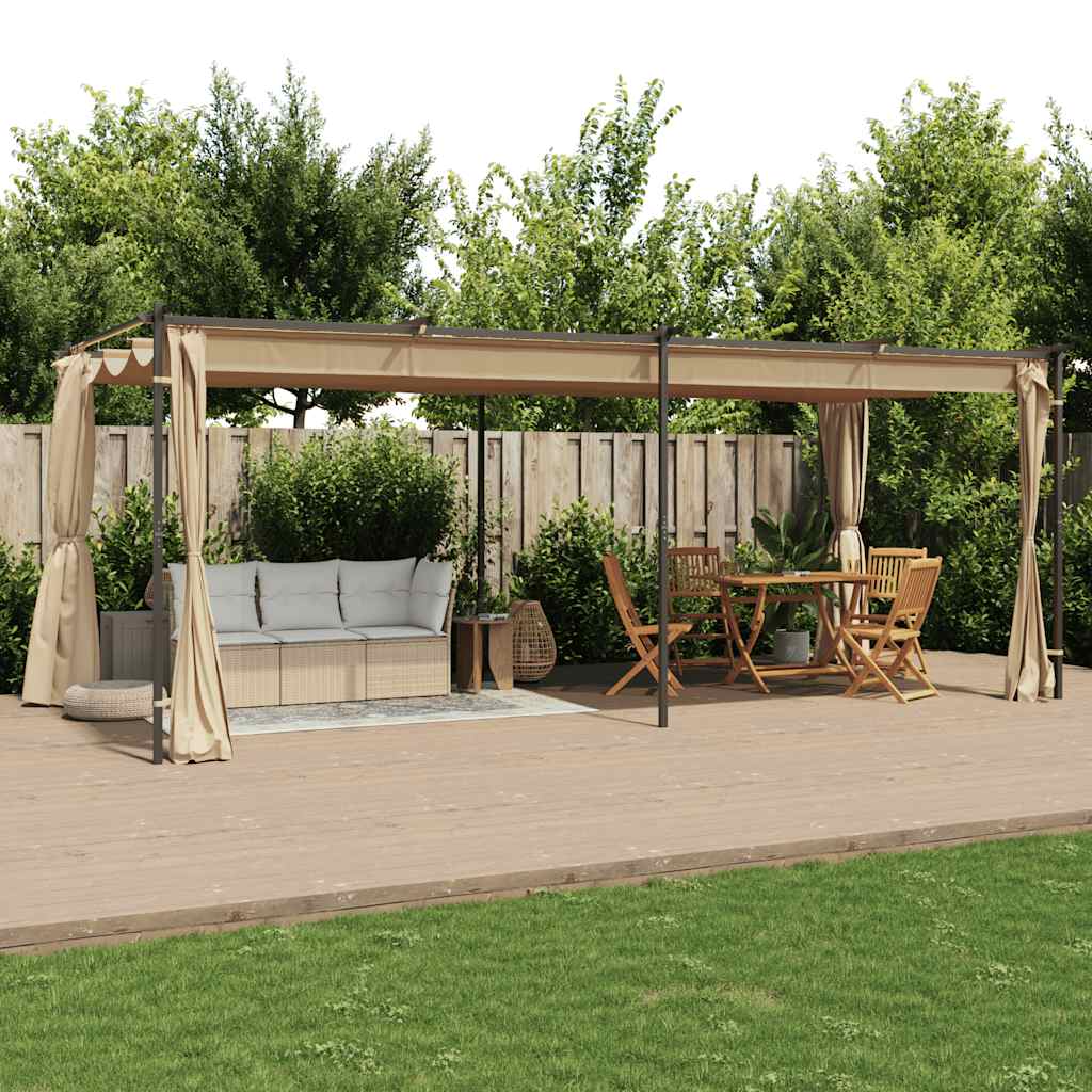 Gazebo With Curtains Steel
