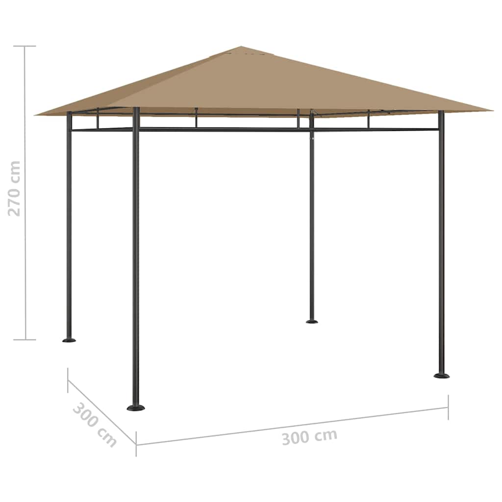 Gazebo 3X3X2.7 M 180 G/M² anthracite taupe Steel 300 cm