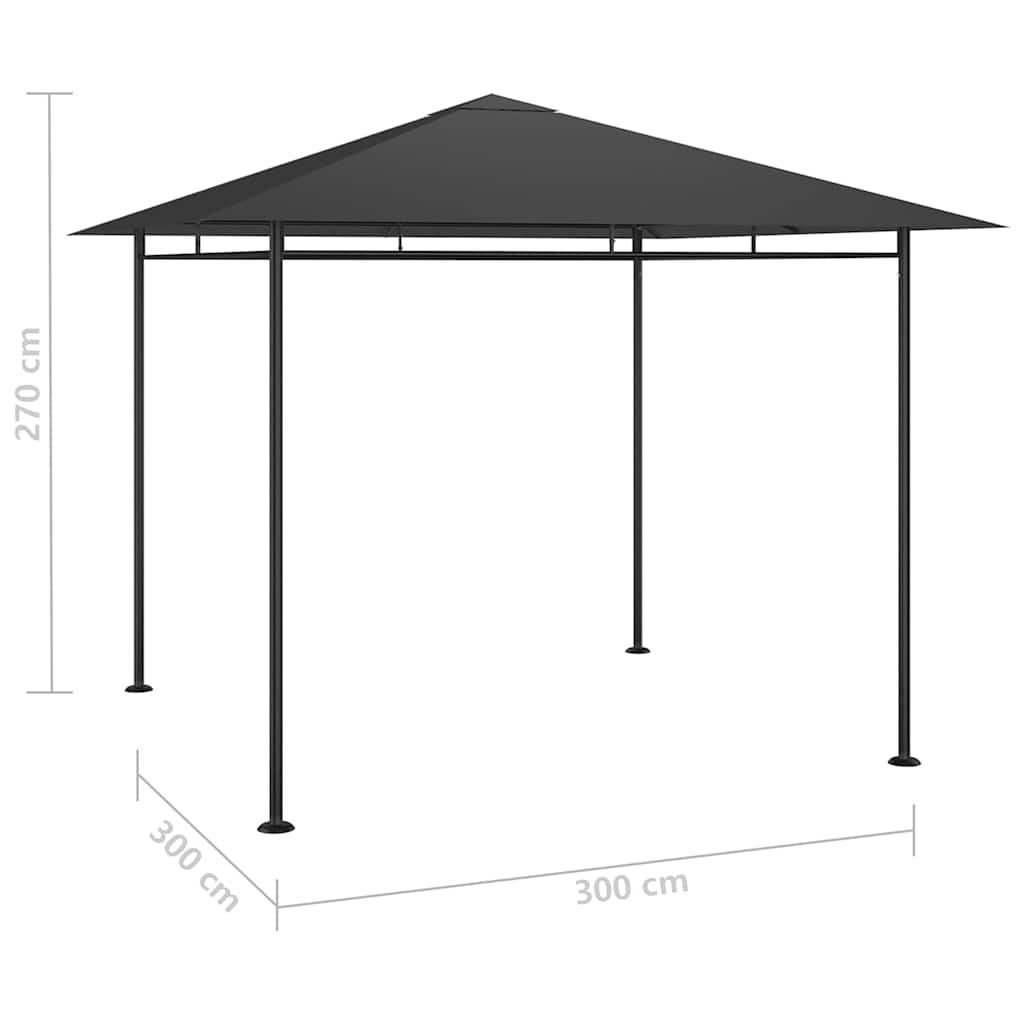 Gazebo 3X3X2.7 M 180 G/M² anthracite taupe Steel 300 cm