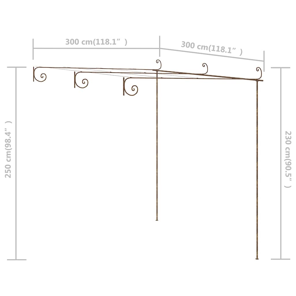Garden Arches Trellises Arbours & Pergolas Pergola Antique Brown 6X3X2.5 M Iron