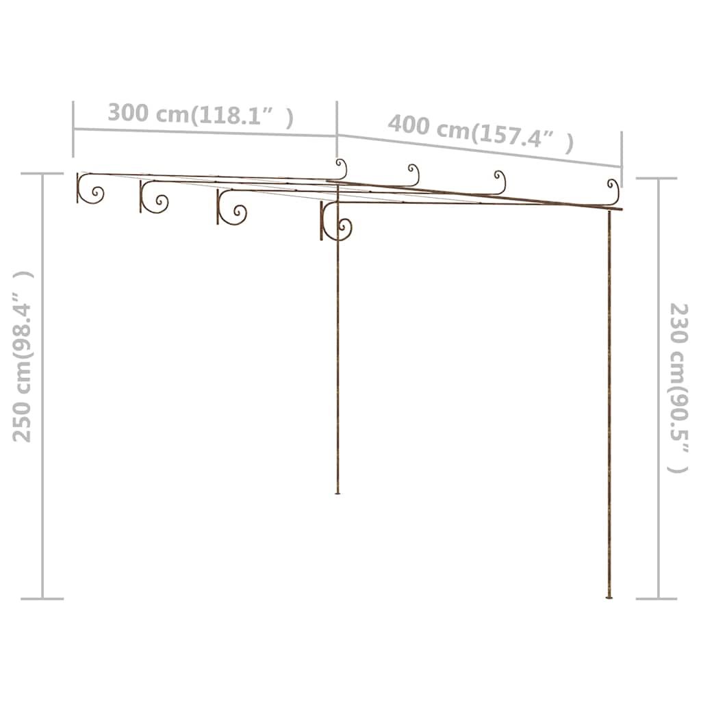 Garden Arches Trellises Arbours & Pergolas Pergola Antique Brown 6X3X2.5 M Iron
