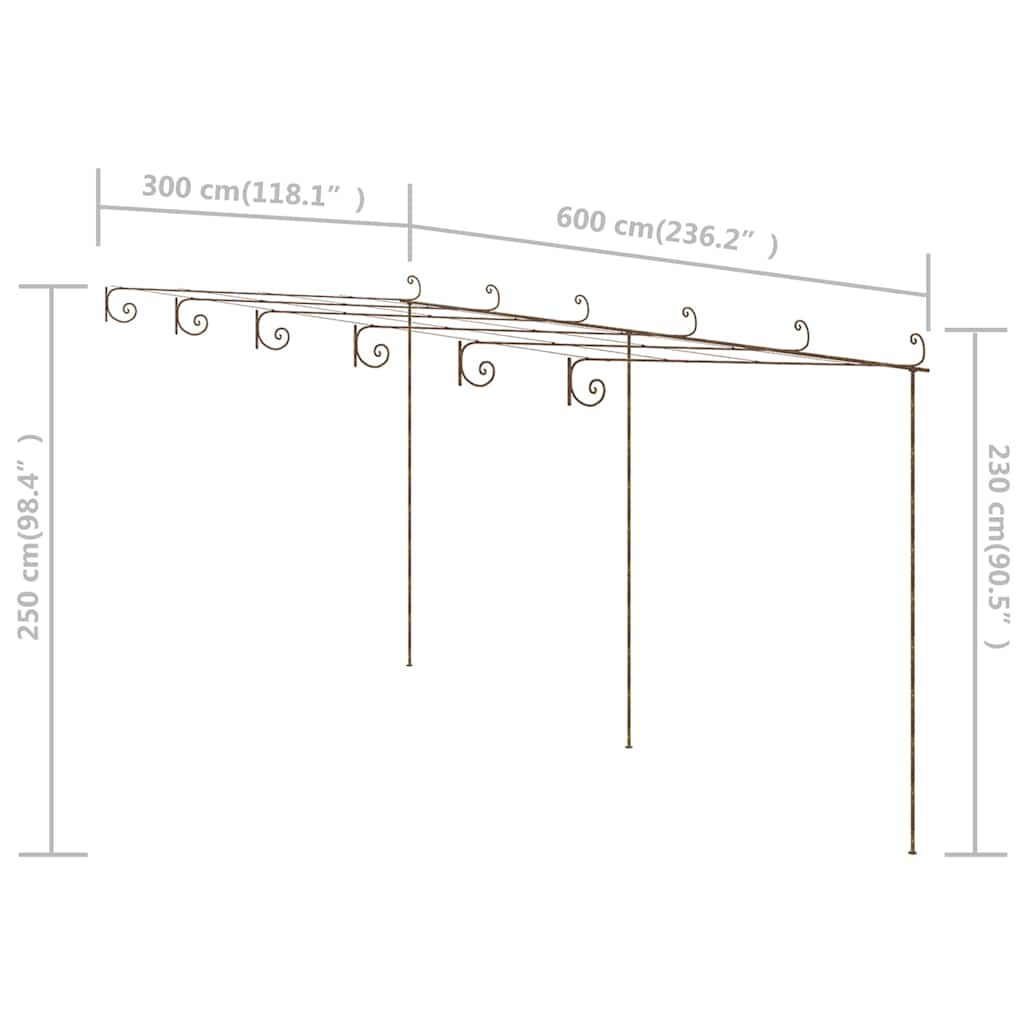 Garden Arches Trellises Arbours & Pergolas Pergola Antique Brown 6X3X2.5 M Iron