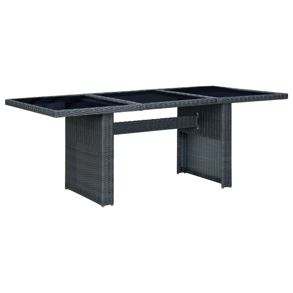 Garden Table Dark Grey Poly Rattan And Solid Acacia Wood