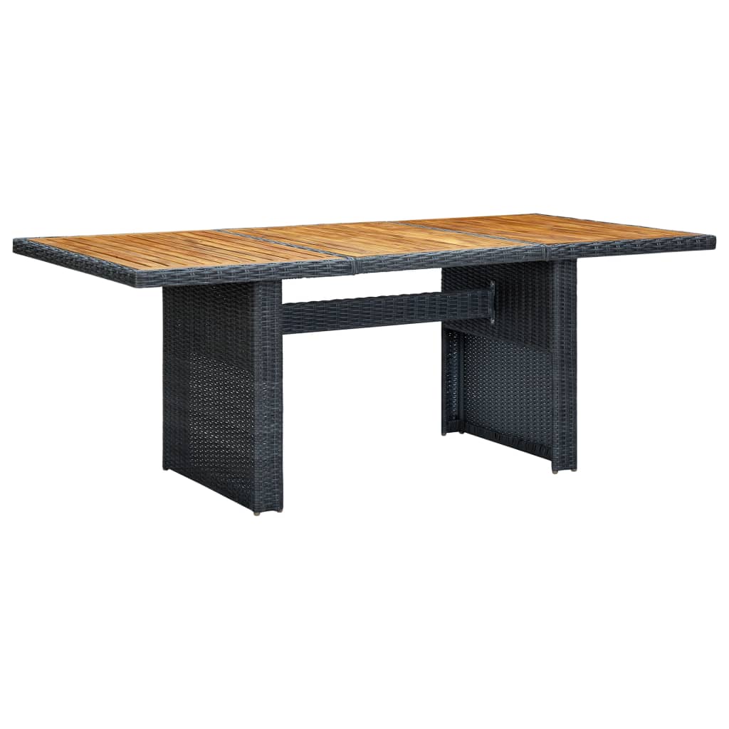Garden Table Dark Grey Poly Rattan And Solid Acacia Wood