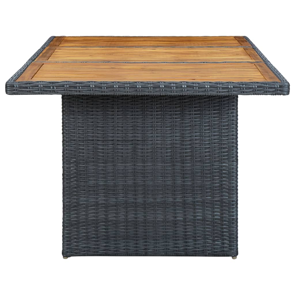 Garden Table Dark Grey Poly Rattan And Solid Acacia Wood