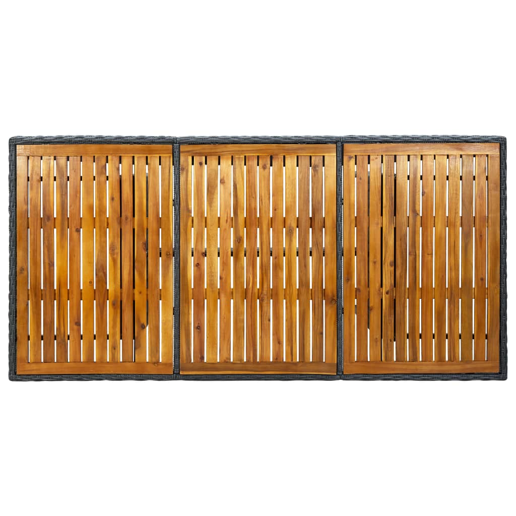 Garden Table Dark Grey Poly Rattan And Solid Acacia Wood