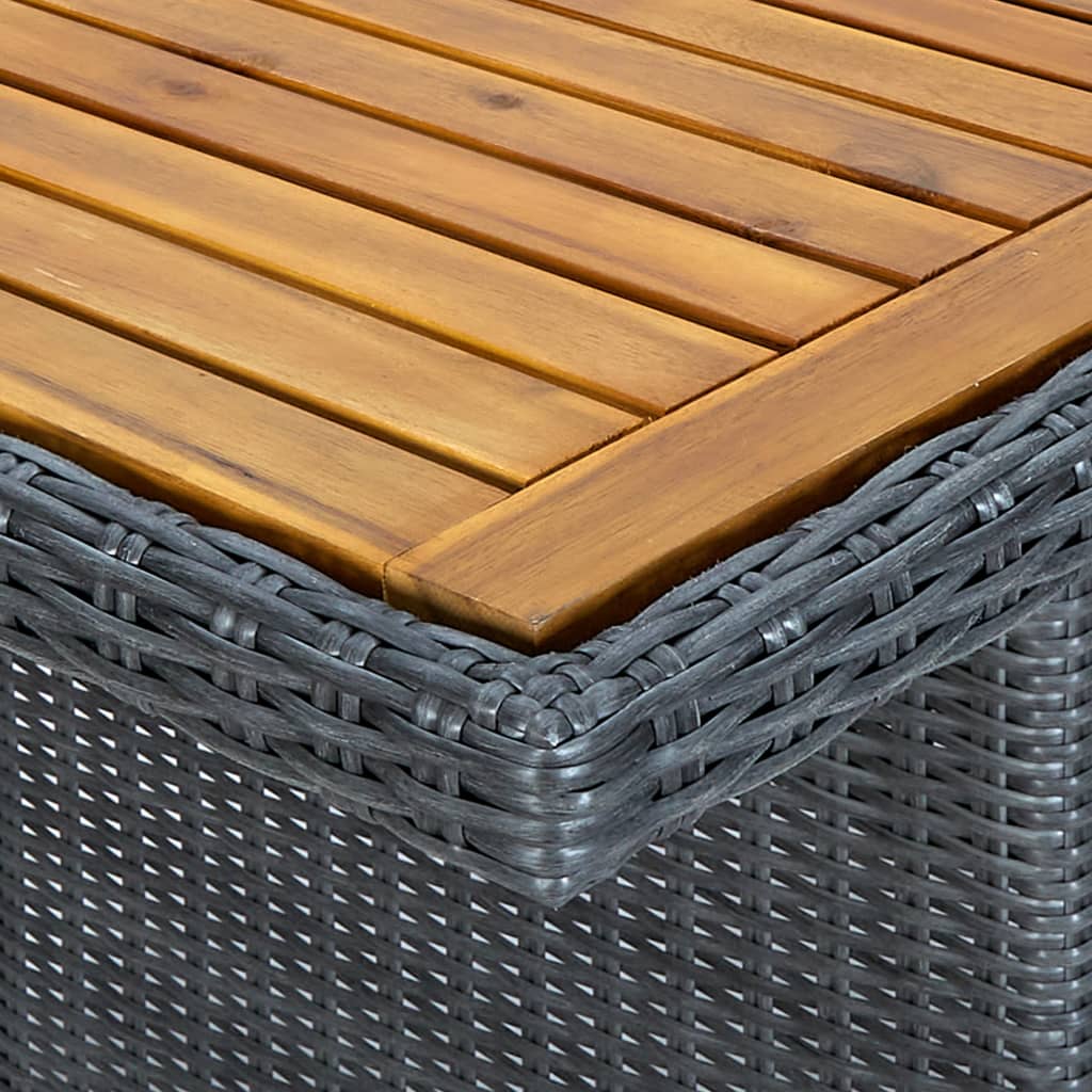 Garden Table Dark Grey Poly Rattan And Solid Acacia Wood