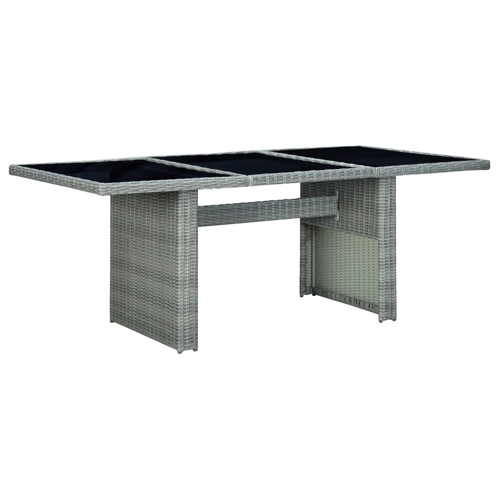 Garden Table Dark Grey Poly Rattan And Solid Acacia Wood