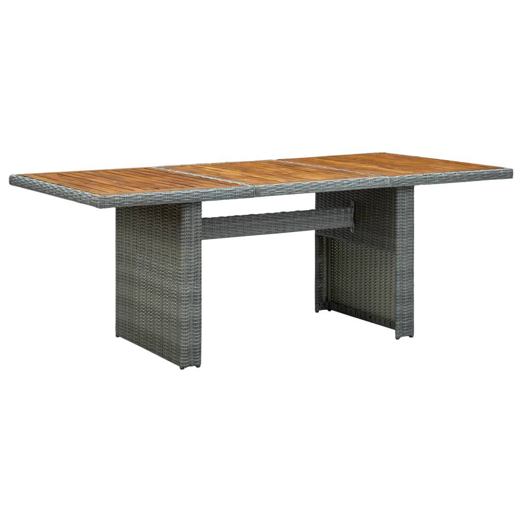 Garden Table Dark Grey Poly Rattan And Solid Acacia Wood
