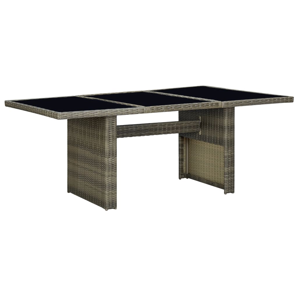 Garden Table Dark Grey Poly Rattan And Solid Acacia Wood