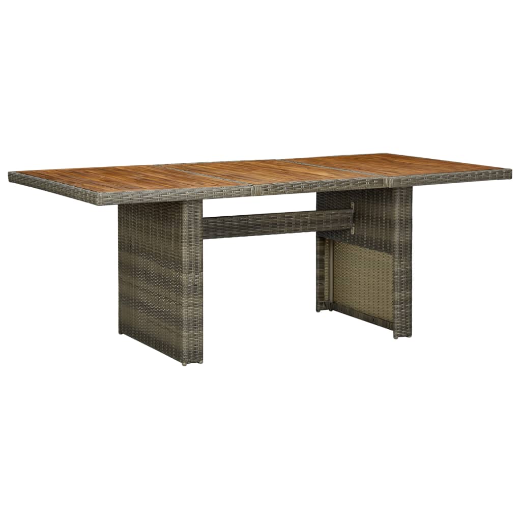 Garden Table Dark Grey Poly Rattan And Solid Acacia Wood