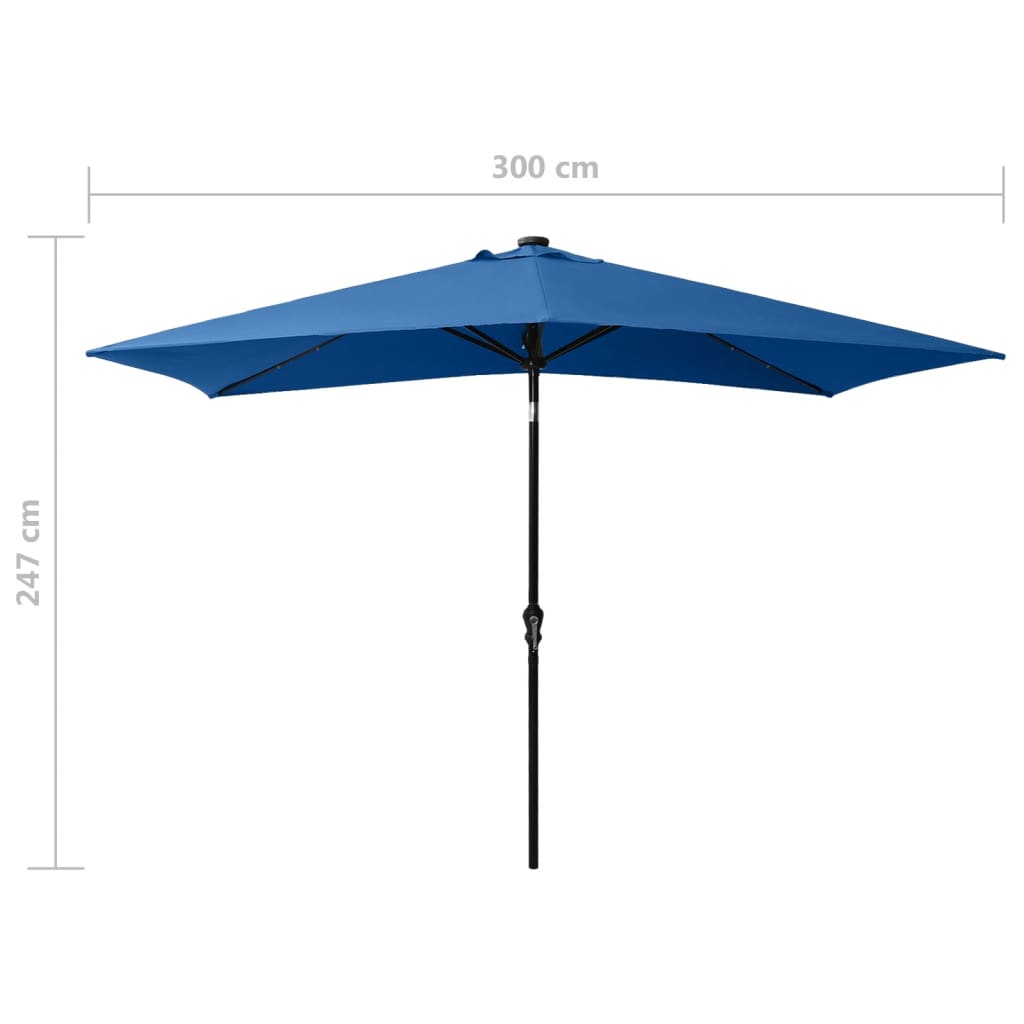 Garden Parasol With Leds And Steel Pole 2X3 M