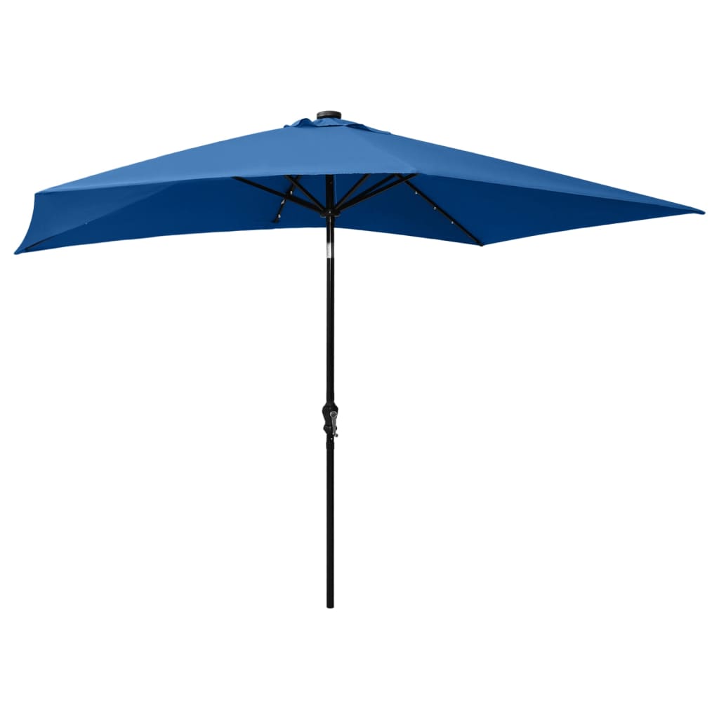 Garden Parasol With Leds And Steel Pole 2X3 M