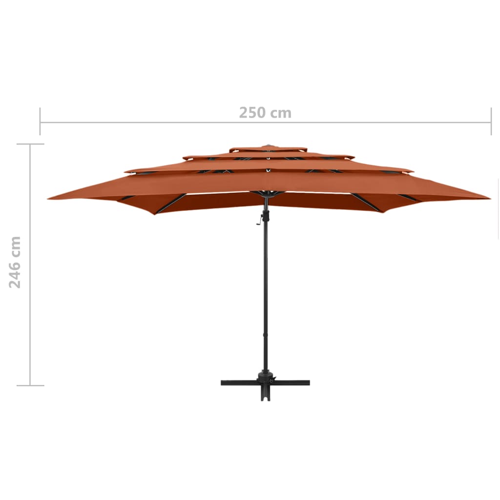 4-Tier Garden Parasol With Aluminium Pole 250X250 Cm