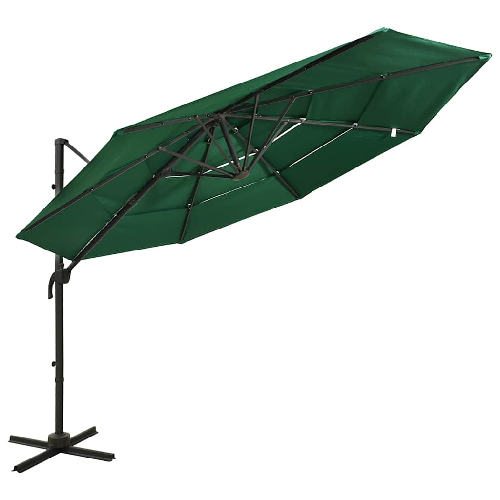 Garden Parasol 4 Tier 3m Black Patio Umbrella Crank Tilt Aluminium bordeaux red