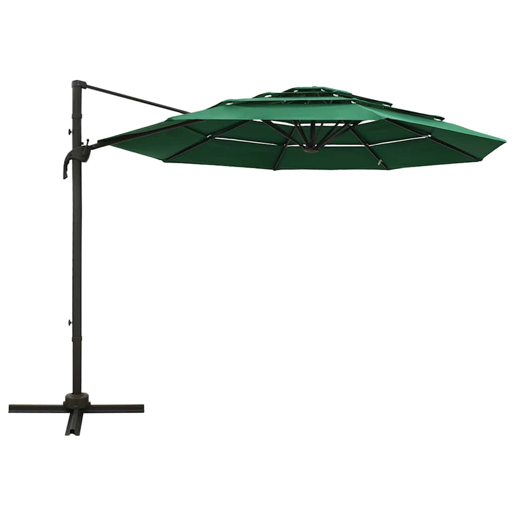 Garden Parasol 4 Tier 3m Black Patio Umbrella Crank Tilt Aluminium bordeaux red