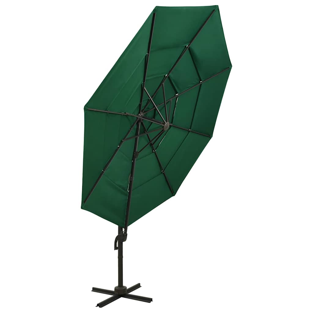 Garden Parasol 4 Tier 3M Black Patio Umbrella Crank Tilt Aluminium Bordeaux Red