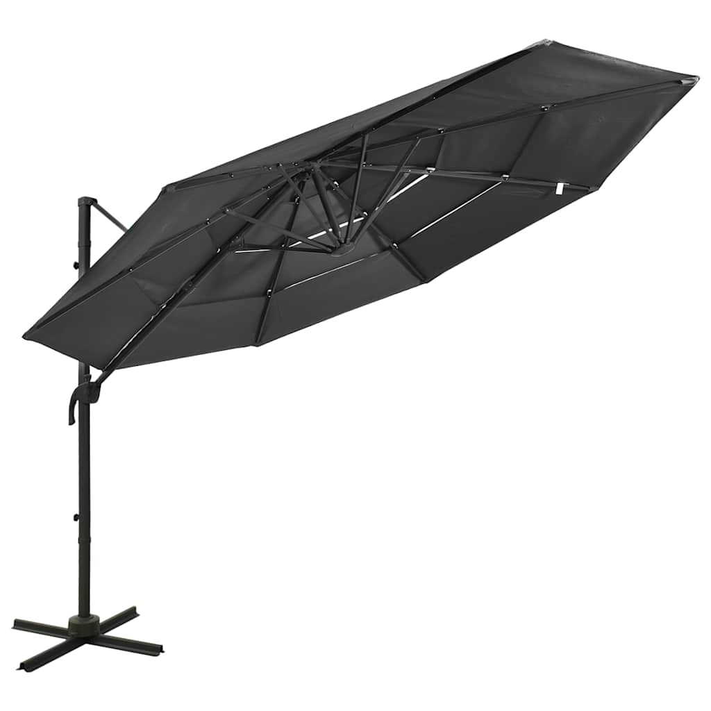 Garden Parasol 4 Tier 3m Black Patio Umbrella Crank Tilt Aluminium bordeaux red