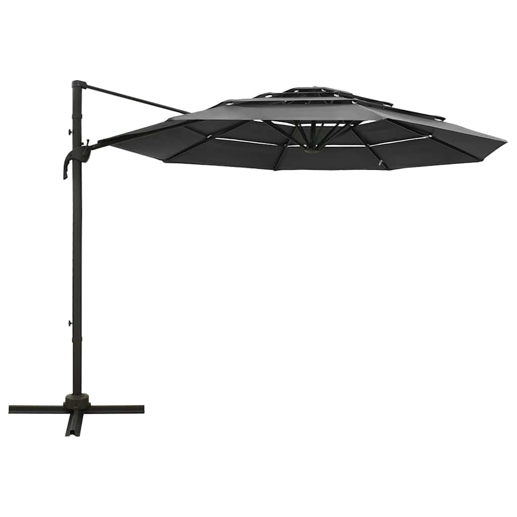 Garden Parasol 4 Tier 3m Black Patio Umbrella Crank Tilt Aluminium bordeaux red