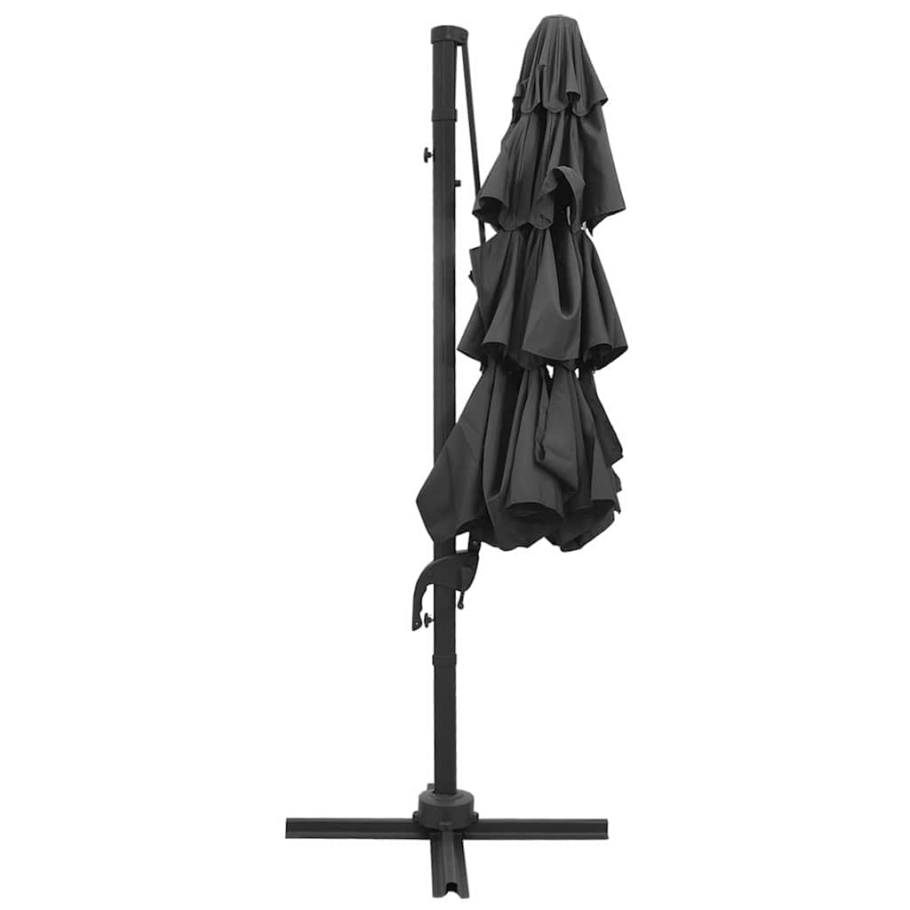 Garden Parasol 4 Tier 3m Black Patio Umbrella Crank Tilt Aluminium bordeaux red