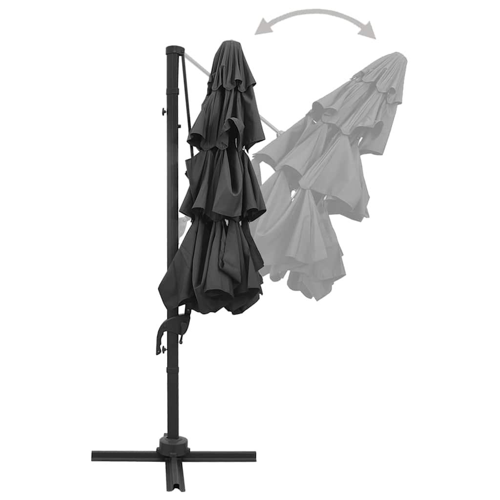 Garden Parasol 4 Tier 3M Black Patio Umbrella Crank Tilt Aluminium Bordeaux Red