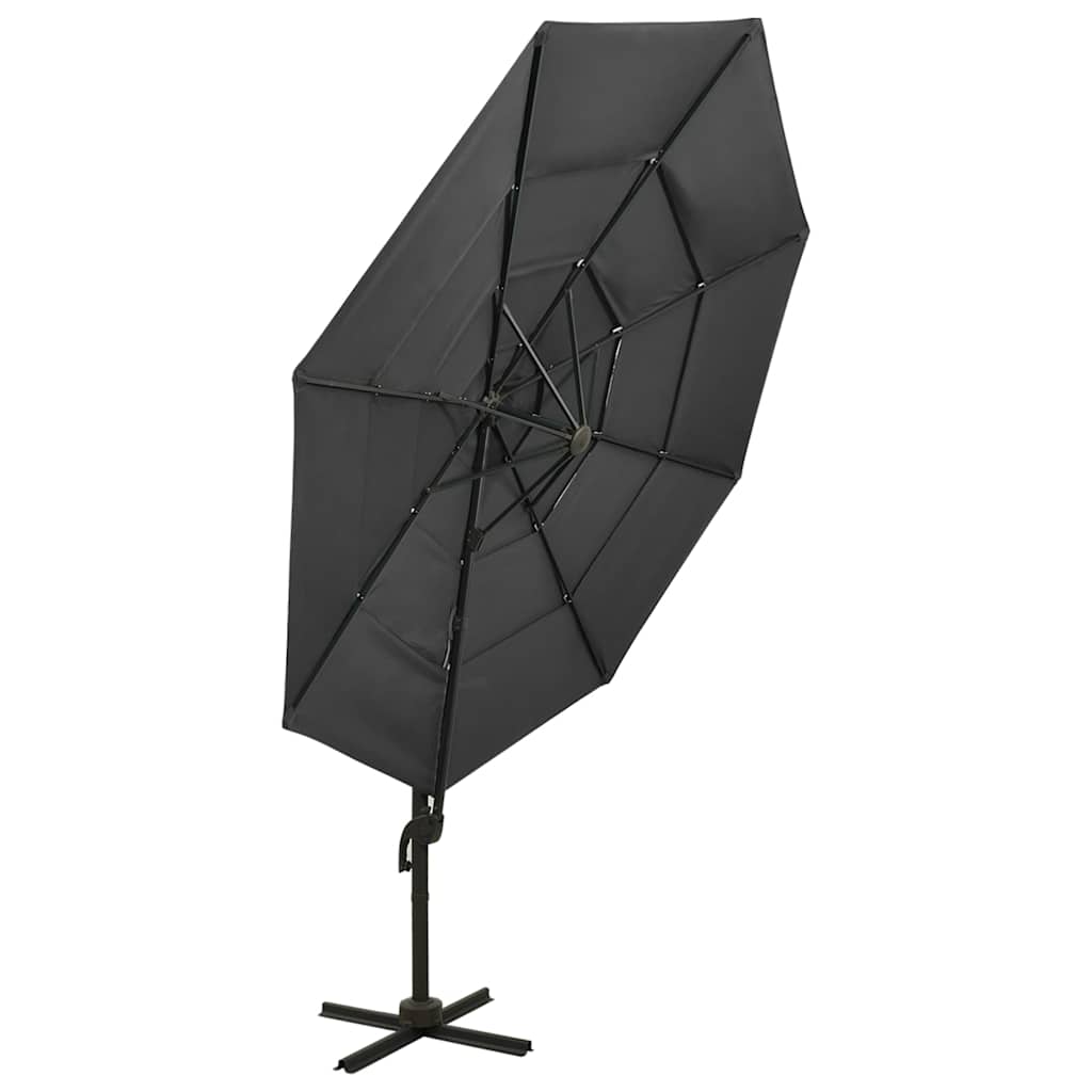 Garden Parasol 4 Tier 3M Black Patio Umbrella Crank Tilt Aluminium Bordeaux Red
