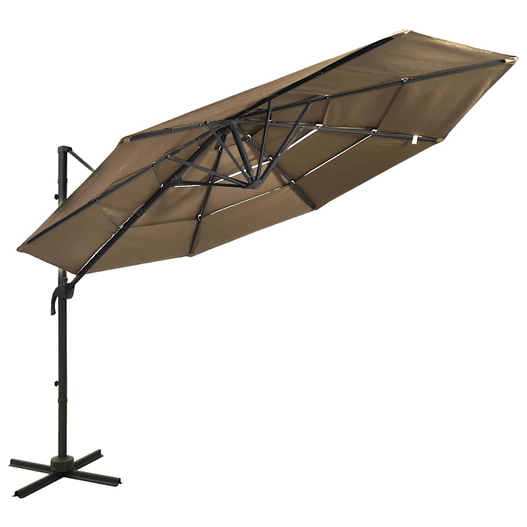 Garden Parasol 4 Tier 3m Black Patio Umbrella Crank Tilt Aluminium bordeaux red