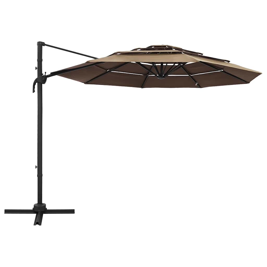 Garden Parasol 4 Tier 3m Black Patio Umbrella Crank Tilt Aluminium bordeaux red