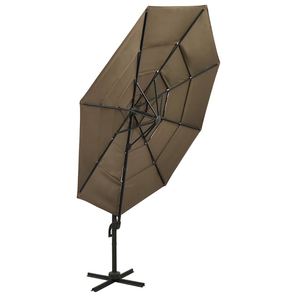 Garden Parasol 4 Tier 3m Black Patio Umbrella Crank Tilt Aluminium bordeaux red